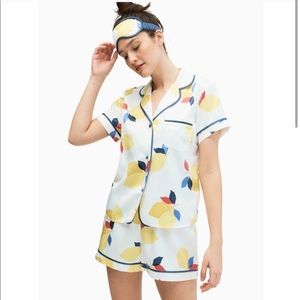 KATE SPADE LEMON PAJAMA SET SHORTS W EYEMASK
